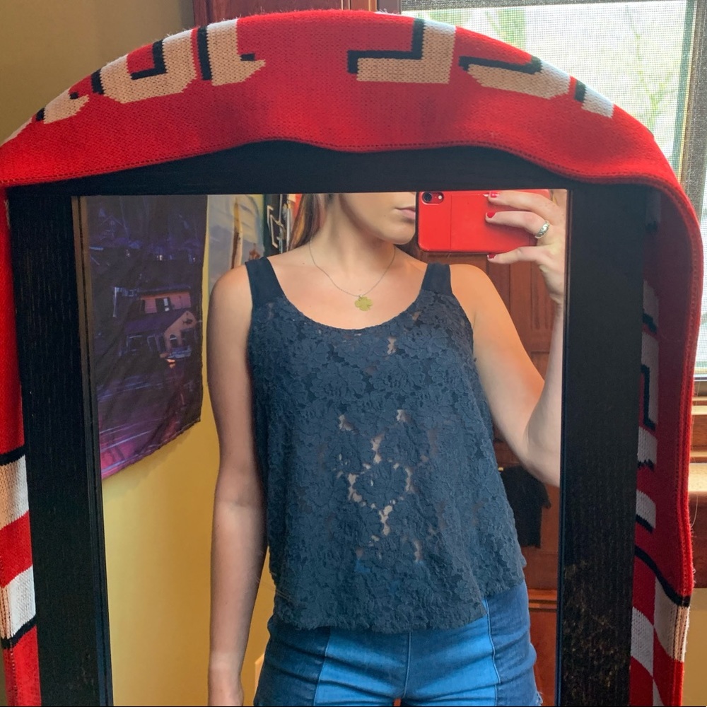 Blue lace tank top